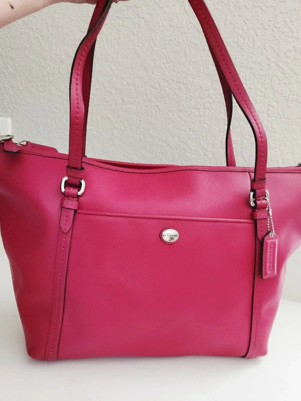 Coach Jordan Fushia Saffiano Leather Shoulder Bag Purse